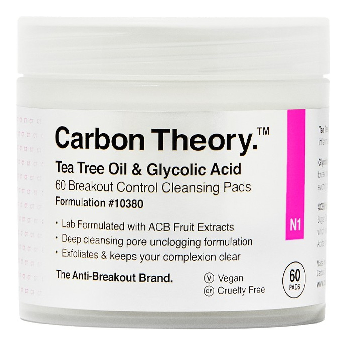 Carbon Theory Tea Tree Oil & Glycolic Acid Płatki oczyszczające do twarzy Cleasing Pads