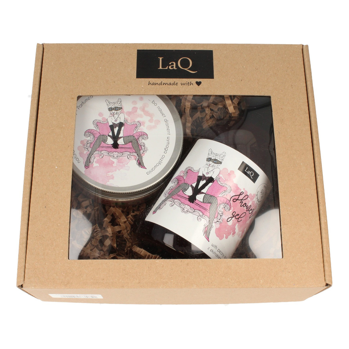 Laq Zestaw prezentowy dla kobiet Kocica (peeling myjący 200ml+żel pod prysznic 500ml)