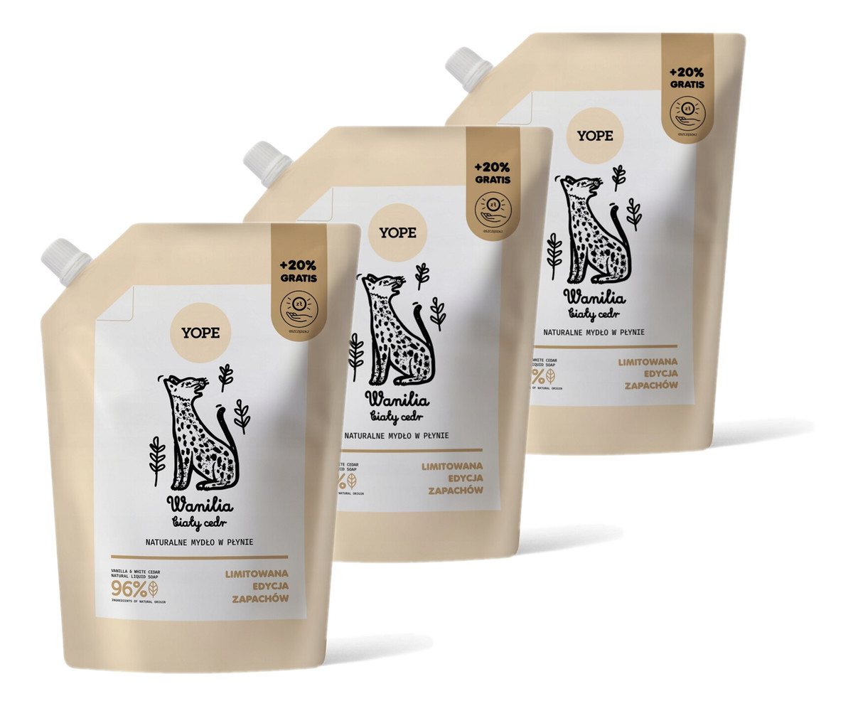 Mydło w płynie refill wanilia biały cedr 3x600ml