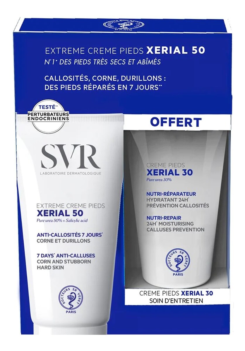 Zestaw xerial 50 extreme creme pieds żel na uporczywe zrogowacenia 50ml + xerial 30 creme pieds odżywczy krem do stóp 50ml