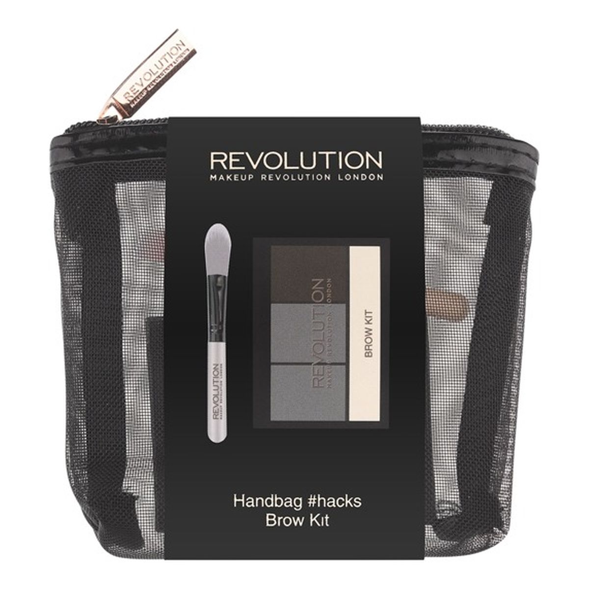 Makeup Revolution Handbag Hacks Kosmetyczka (Paletka Cieni Do Brwi+Pędzelek) Matte Balm And Mini Blenders 1szt