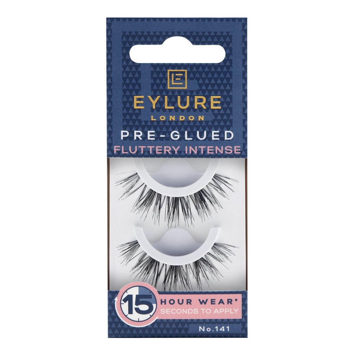 Eylure Pre-glued false lashes rzęsy sztuczne samoprzylepne efekt podwójnej objętości no. 141 fluttery intense