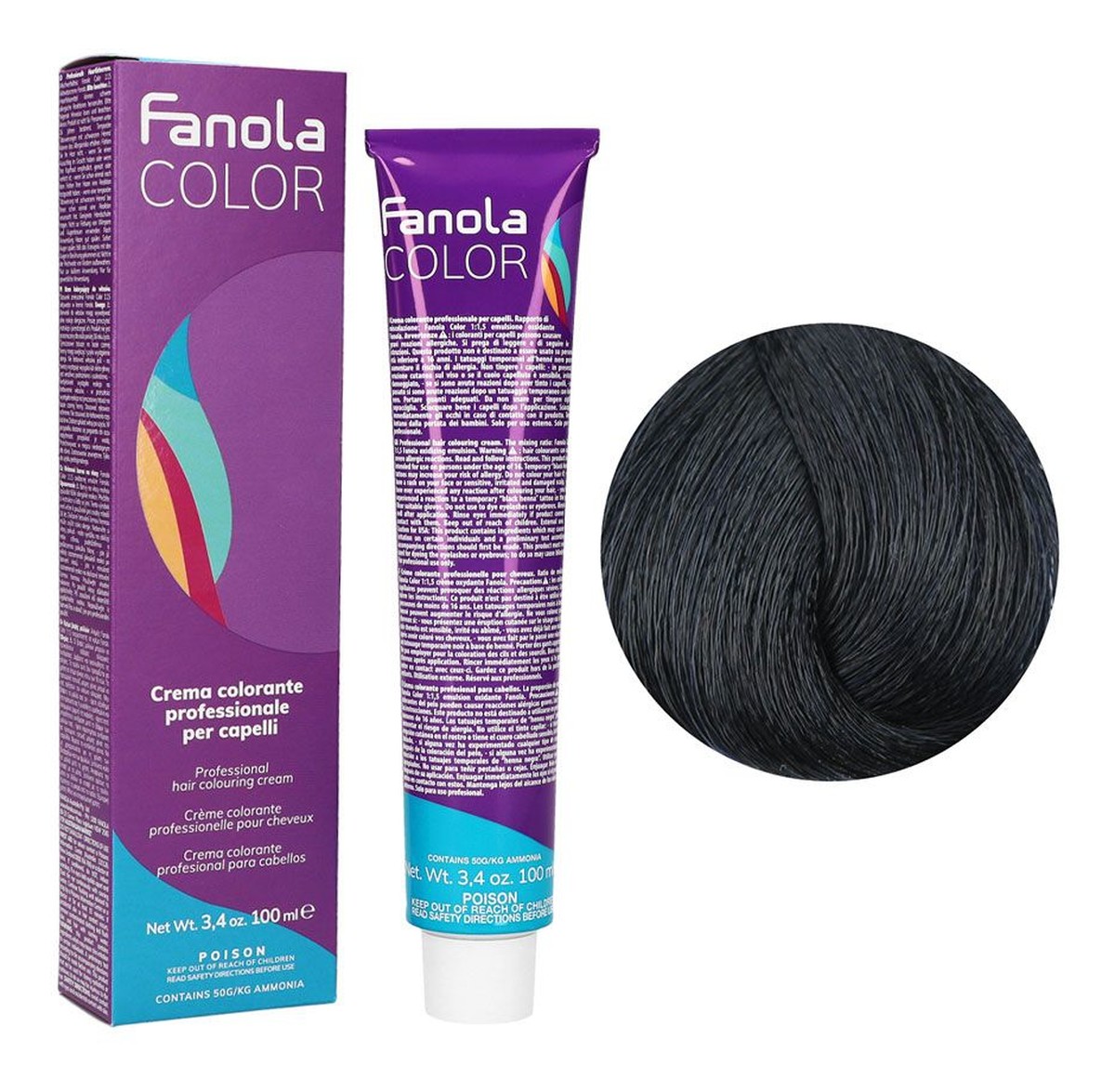 Krem koloryzujący Farba do włosów 1.0 Czarna Black 3x100ml
