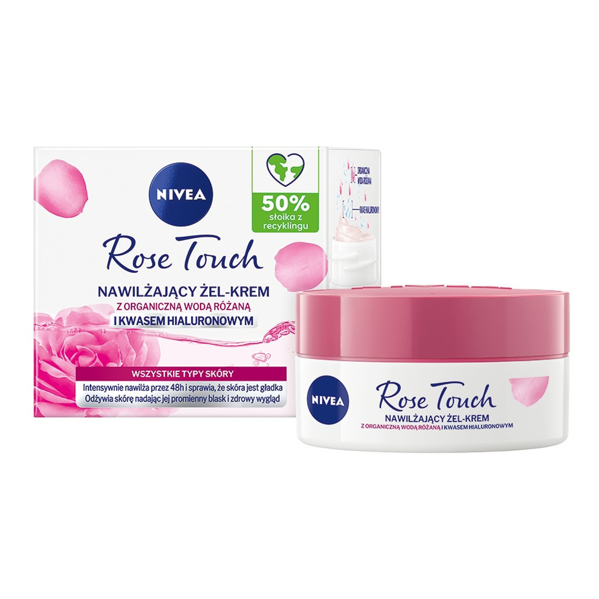 Nivea Rose Touch nawilżający żel-krem z organiczną wodą różaną 50ml
