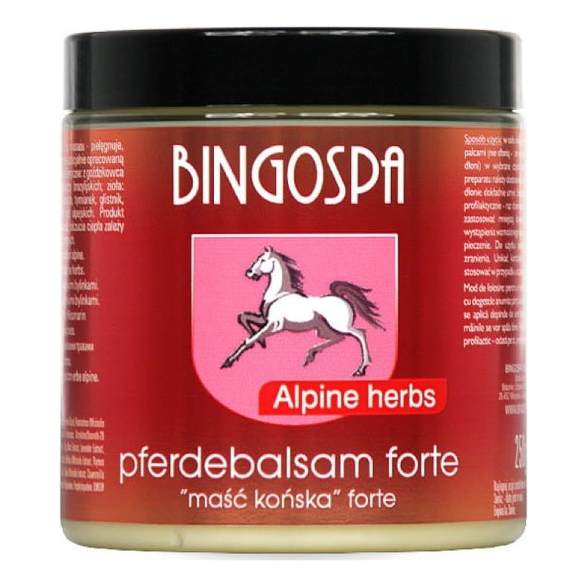 BingoSpa Pferde Maść końska forte z alpejskimi ziołami 250g