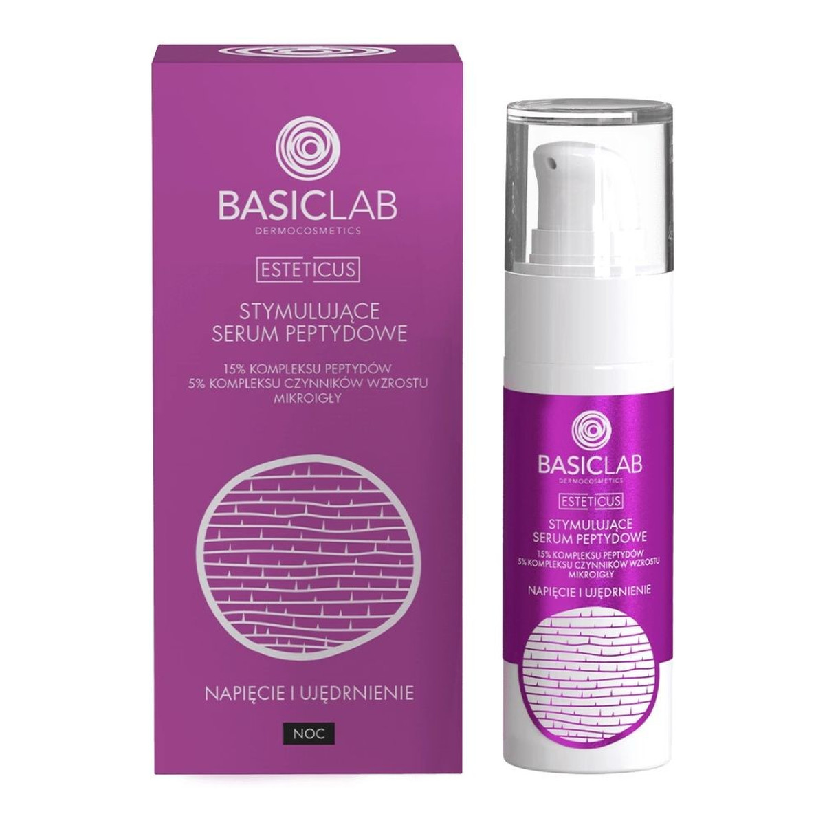 Basiclab Esteticus Stymulujące Serum peptydowe do twarzy na noc 15% kompleksu peptydów 30ml