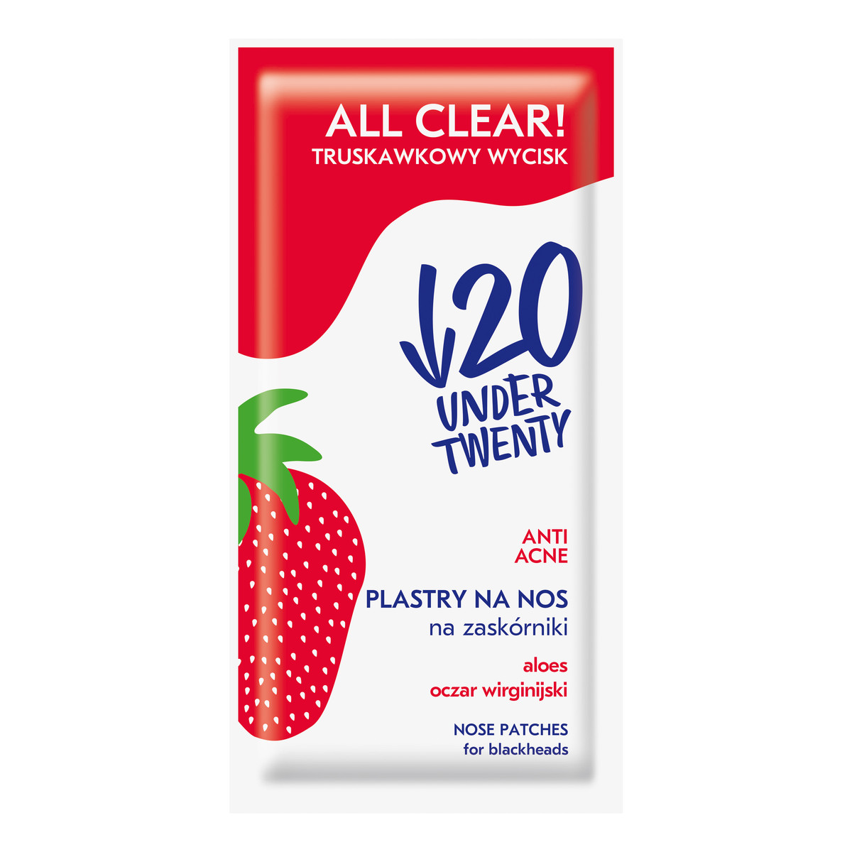 Under Twenty Truskawkowe plastry na nos eliminujące zaskórniki
