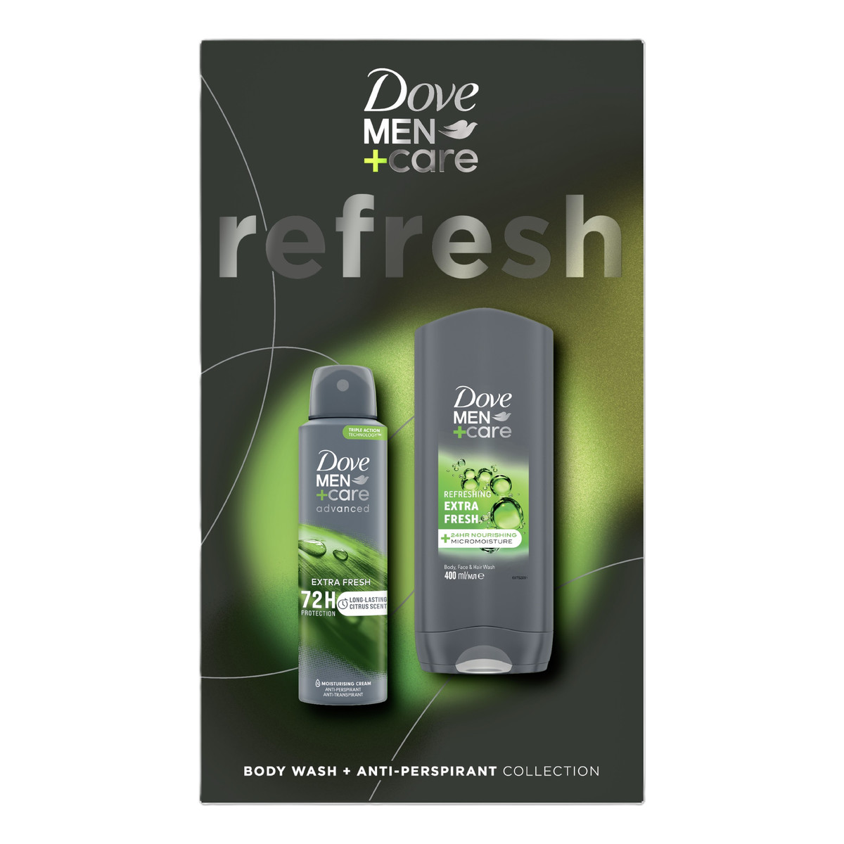 Dove Men+Care Extra Fresh Zestaw antyperspirant w sprayu + żel szampon pod prysznic