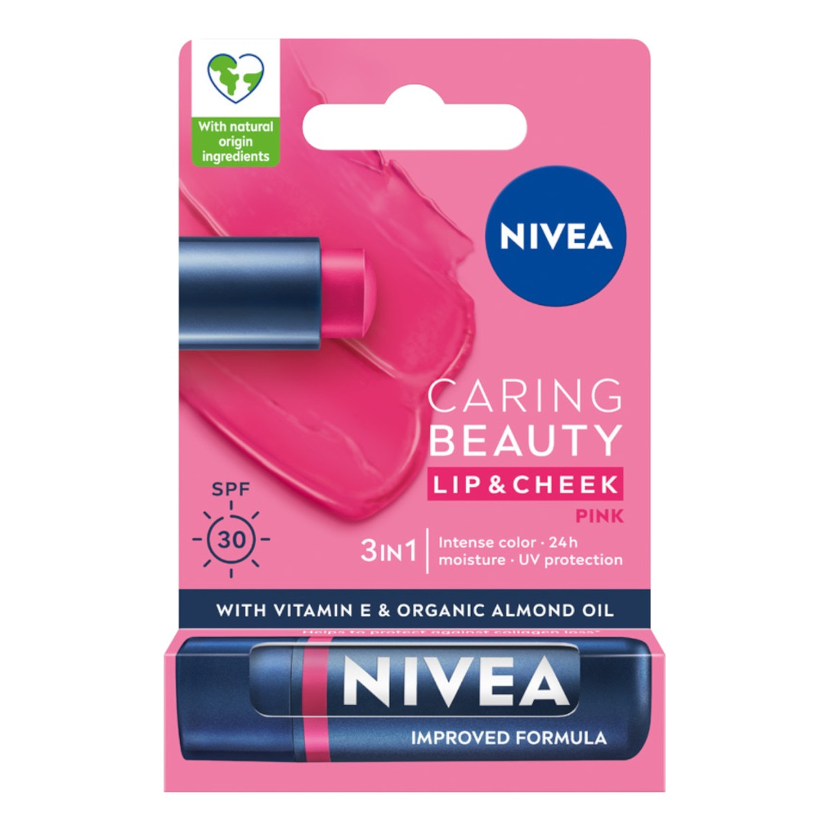 Nivea Caring Beauty Pomadka Pielęgnująca 3w1 Pink 4.8g