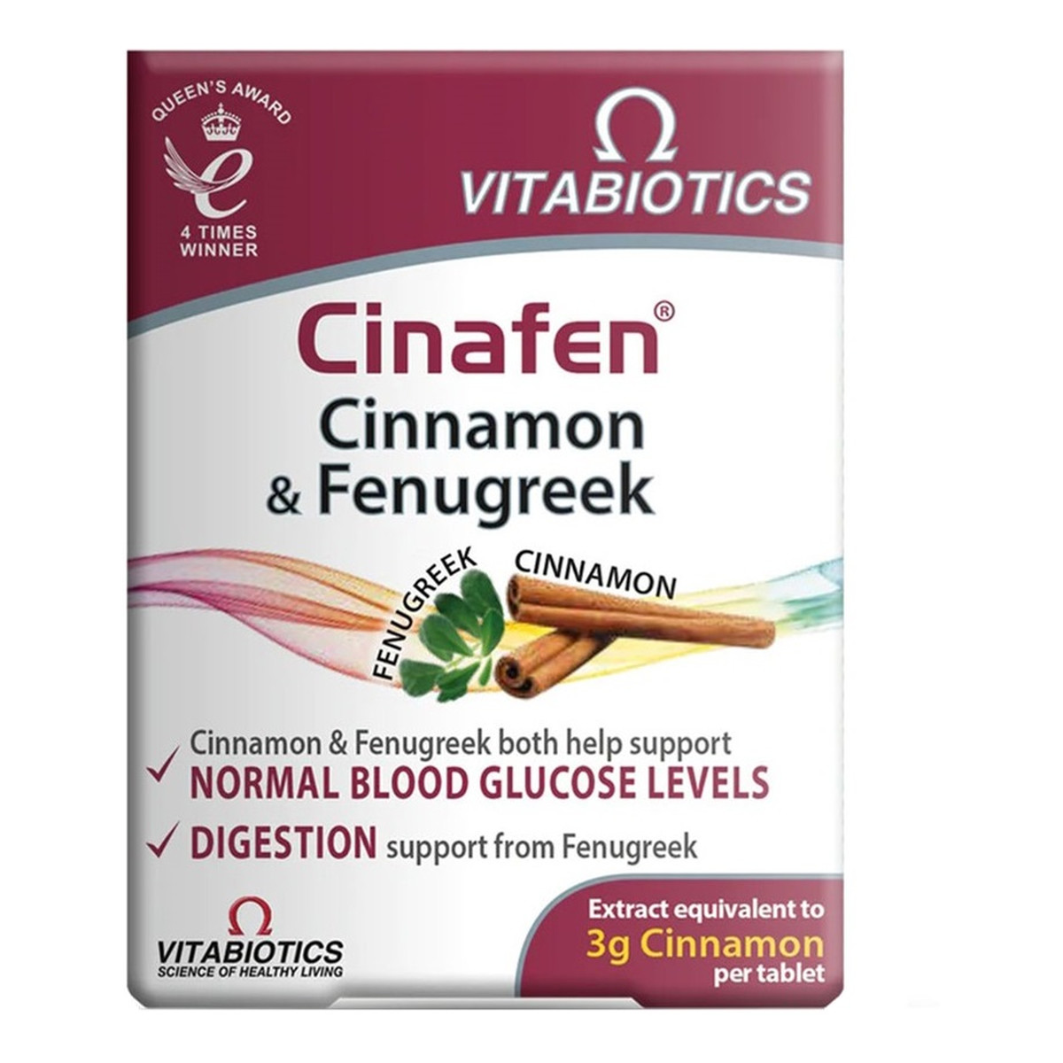 Vitabiotics Cinafen cinnamon fenugreek cynamon z kozieradką suplement diety 60 tabletek