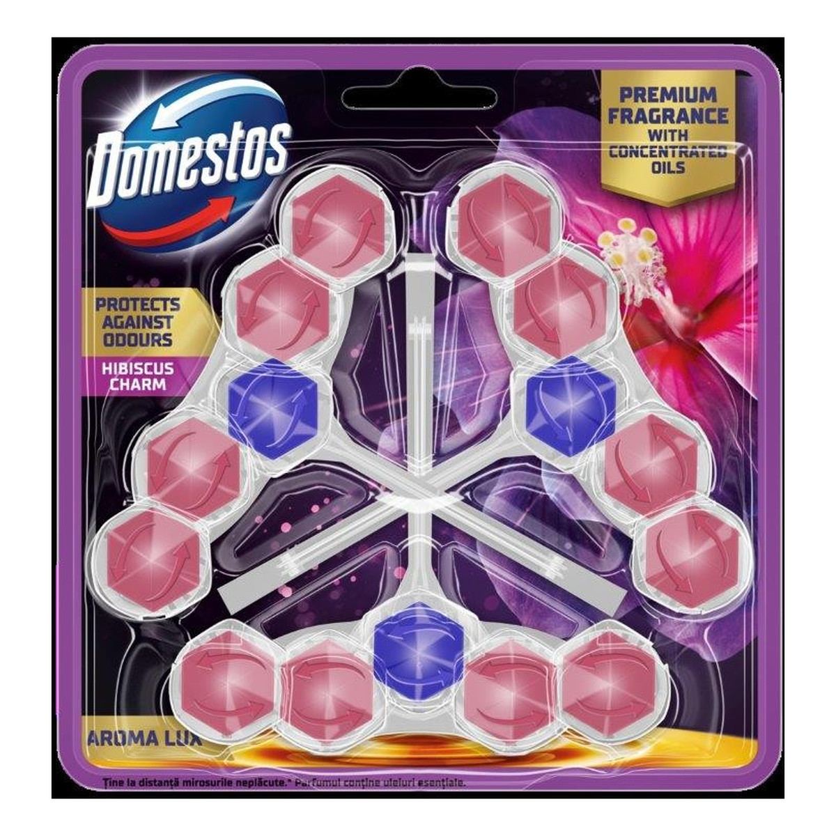 Domestos kostka toaletowa aroma lux hibiscus oil & wild berries 2 x 55 g 110g