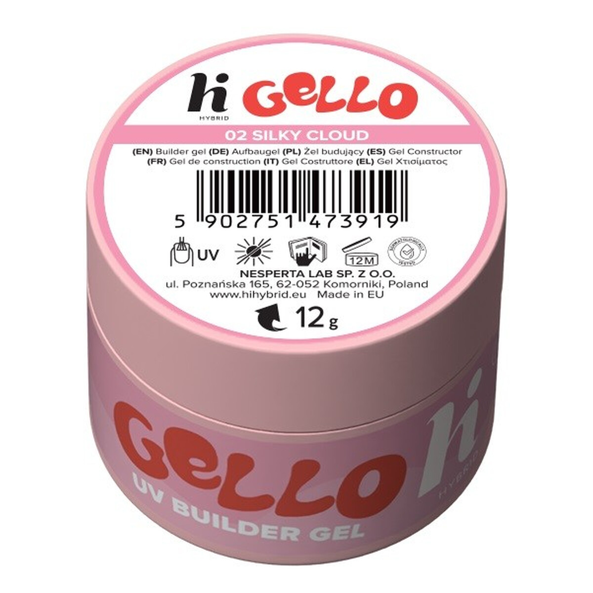 Hi Hybrid Gello Żel budujący do paznokci 02 silky cloud 12g