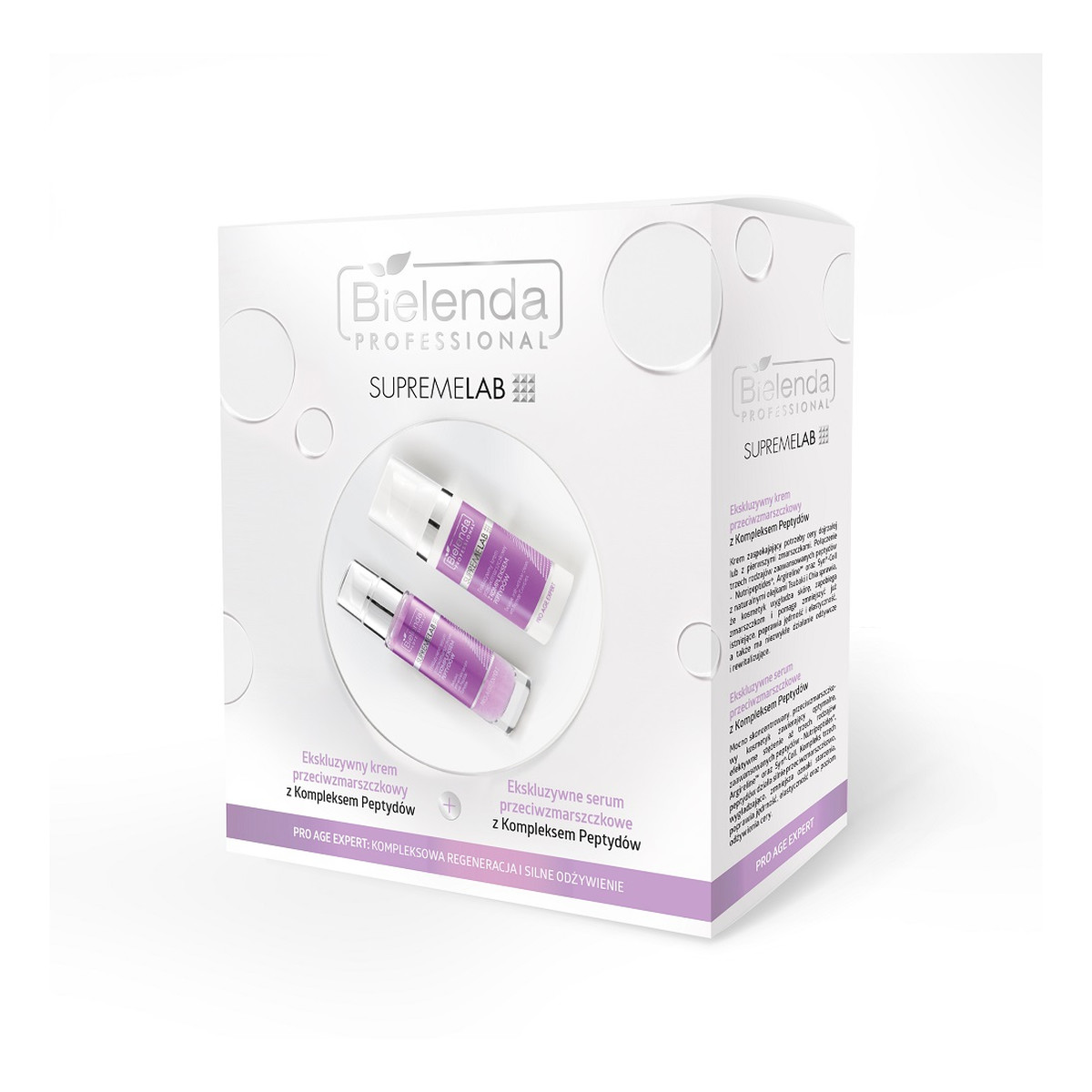 Bielenda Professional SUPREMELAB Zestaw ekskluzywny krem przeciwzmarszczkowy z kompleksem peptydów 50ml + ekskluzywne serum przeciwzmarszczkowe z kompleksem peptydów
