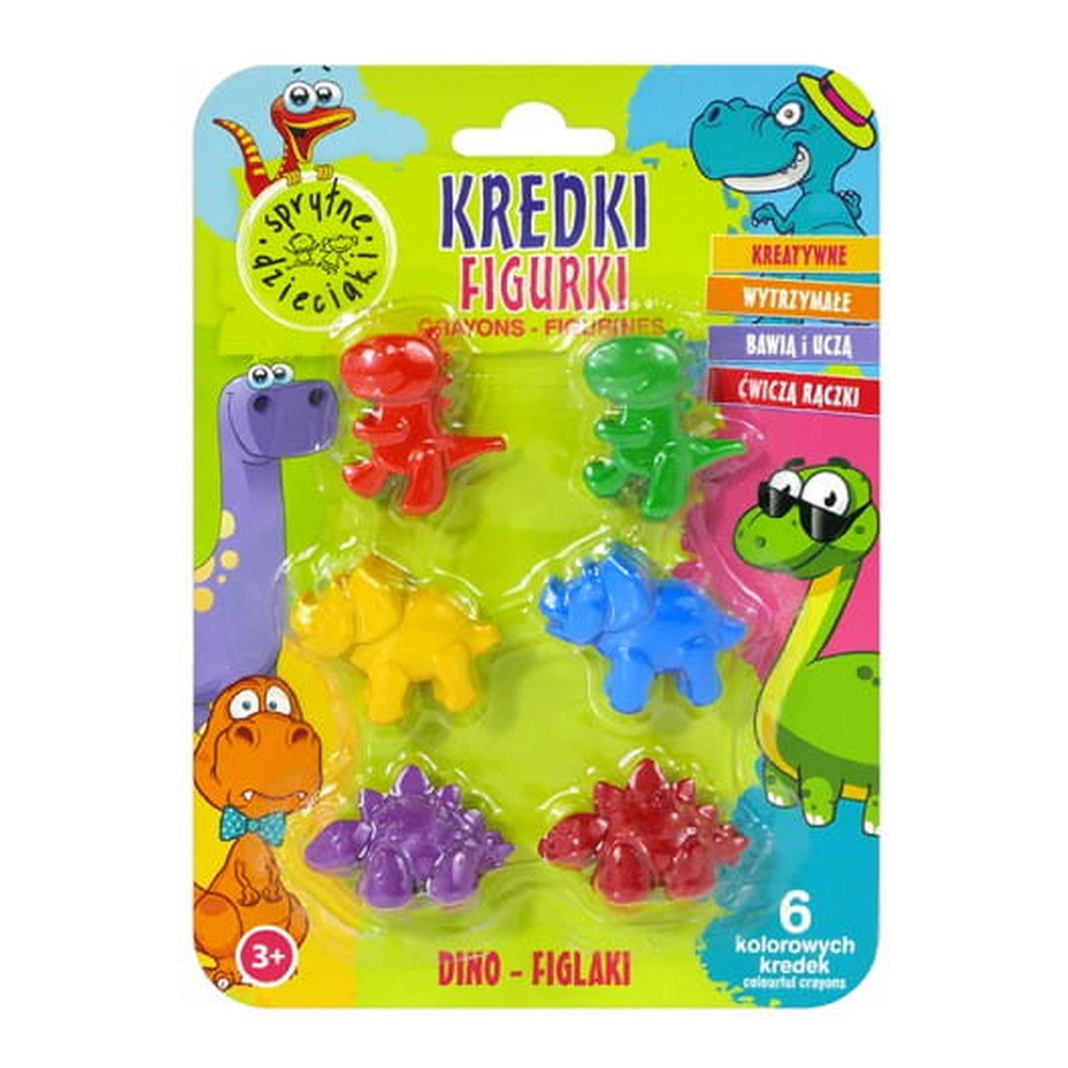 Sprytne Dzieci Kredki Figurki Dino Figlaki