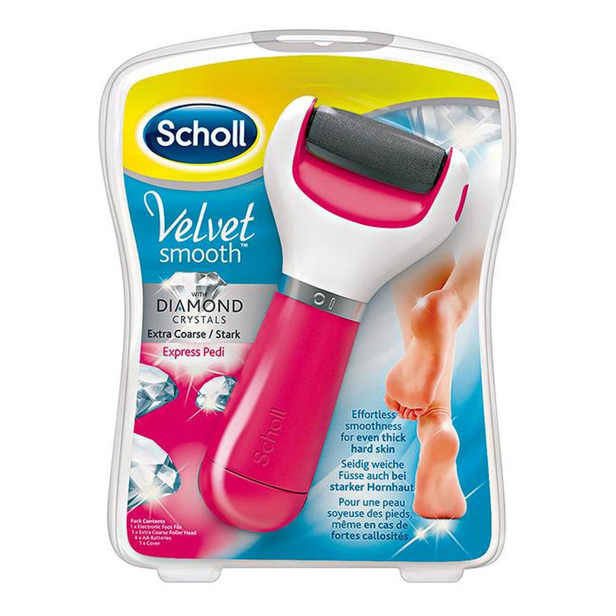 Scholl Velvet Smooth Diamond Crystals elektroniczny pilnik do stóp z kryształkami diamentów Pink 1szt