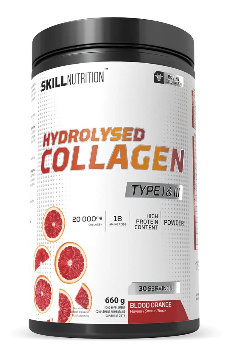 Hydrolysed collagen type i iii suplement diety w proszku blood orange