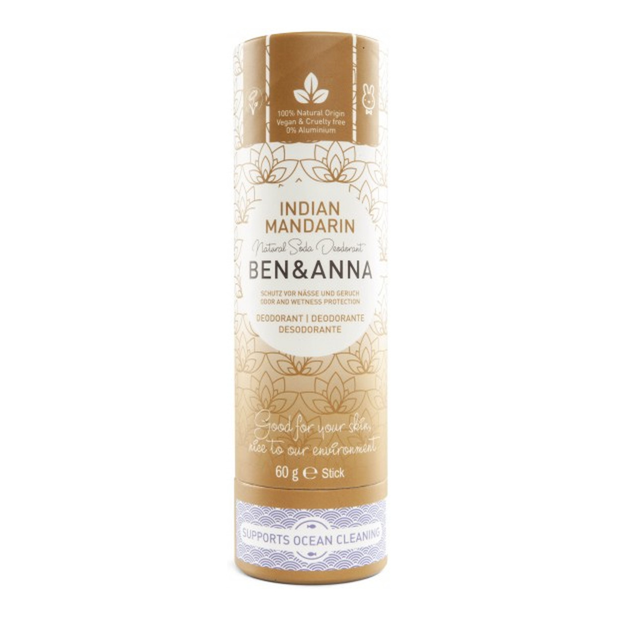 Ben&Anna Natural Soda Naturalny dezodorant na bazie sody INDIAN MANDARINE (w sztyfcie, kartonowy) 60g