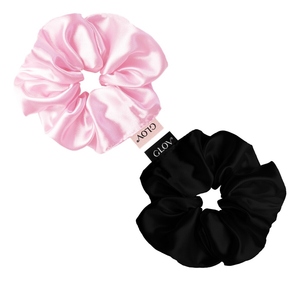 Satin scrunchies satynowe gumki do włosów s pink/black 2szt