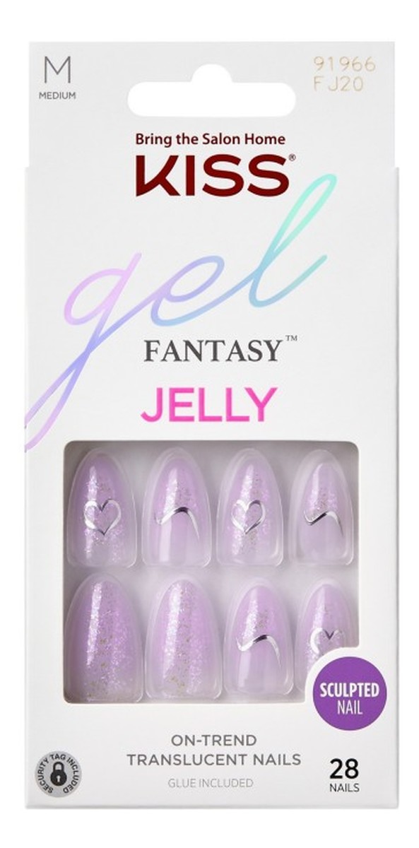 Sztuczne paznokcie na klej Gel Fantasy Jelly, One Day Jelly, Purple, Medium Almond