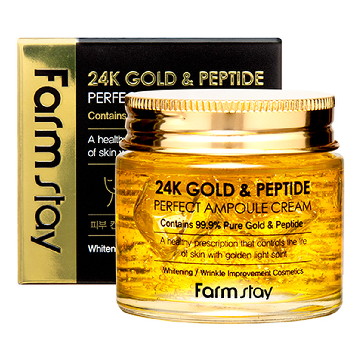 Farmstay 24K Gold & Peptide Perfect Ampoule Cream ampułka do twarzy z 24-karatowym złotem i peptydami 80ml