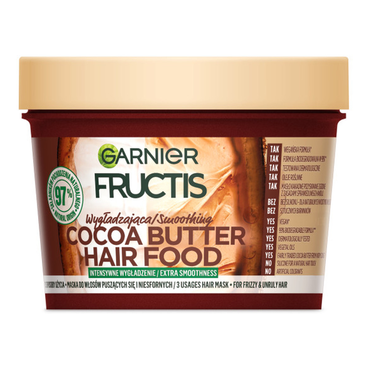 Garnier Fructis cocoa butter hair food wygładzająca maska do włosów puszących się i niesfornych 390ml