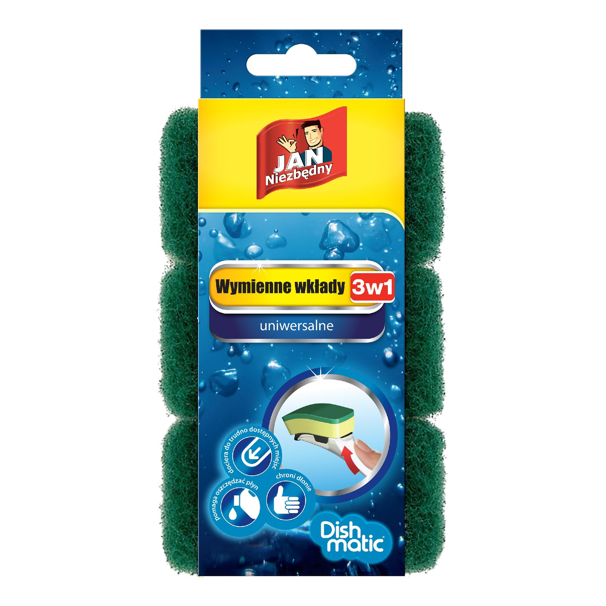 Jan Niezbędny Zmywak kuchenny 3w1 uniwersalny wkłady 1op.-3szt