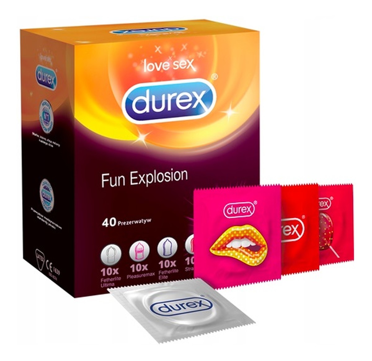 Durex prezerwatywy Fun Explosion mix zestaw 40 szt