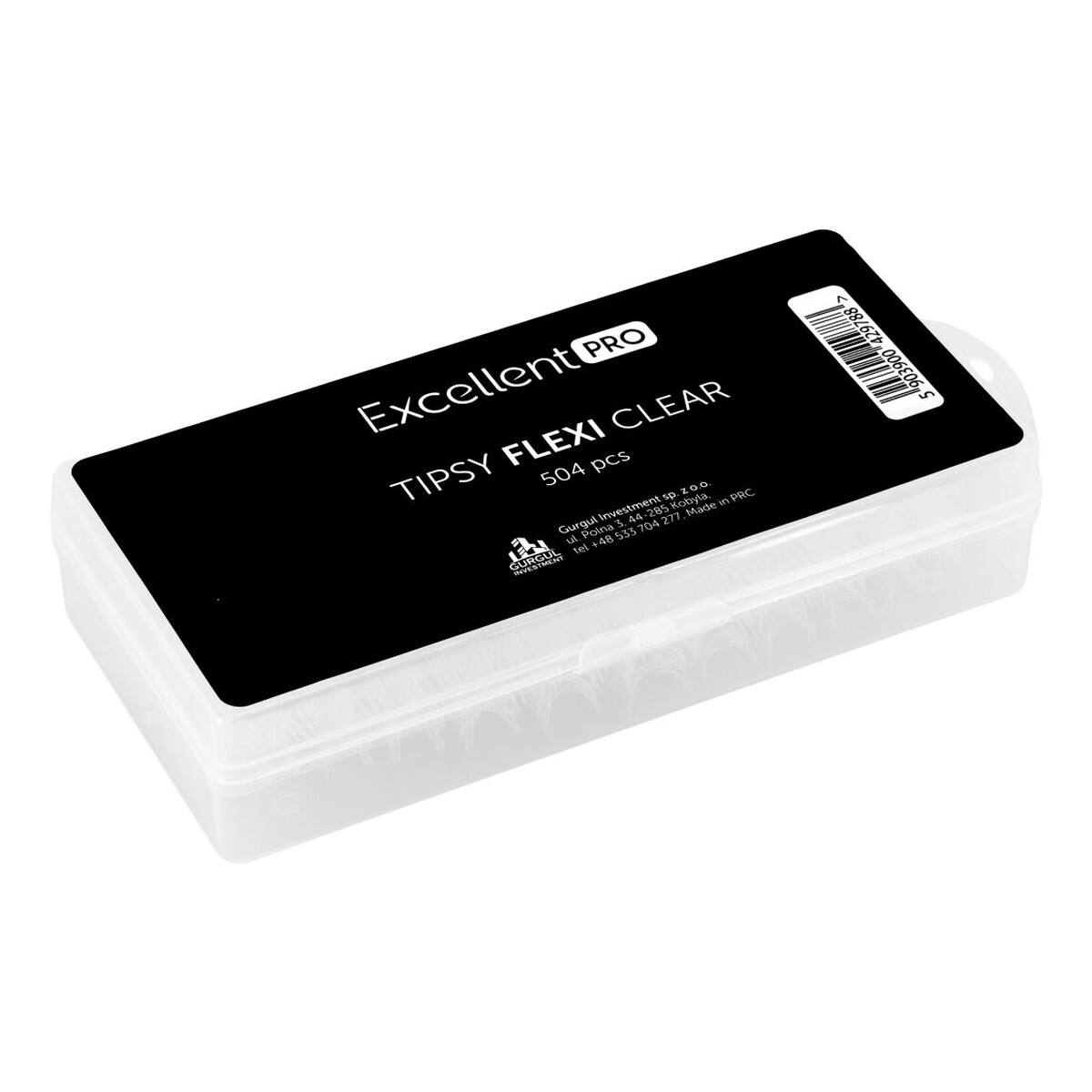 Excellent PRO Tipsy flexi clear tunelowe tipsy bez kieszonek z wyprofilowaną krzywą c 504szt