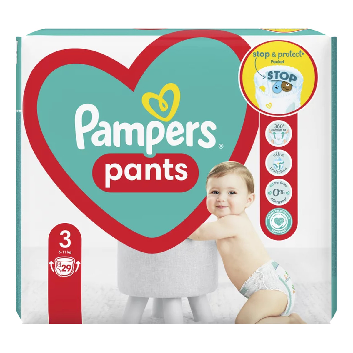 Pampers PANTS PIELUCHOMAJTKI Rozmair 3 / 6-11 kg 29 sztuk