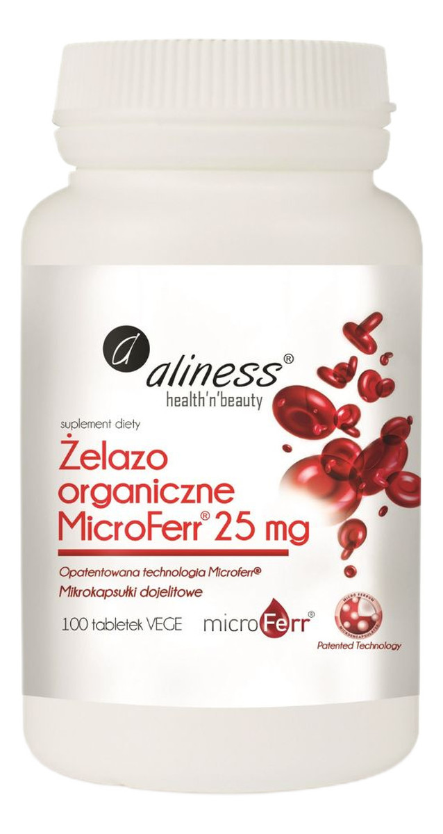 Żelazo organiczne microferr® 25mg suplement diety 100 tabletek