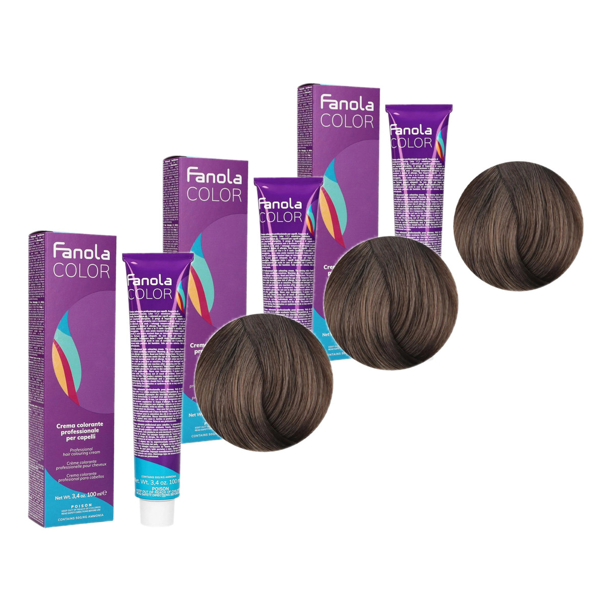 Fanola Color Krem koloryzujący Farba do włosów 7.1 Popielaty Blond Blonde Ash 3x100ml