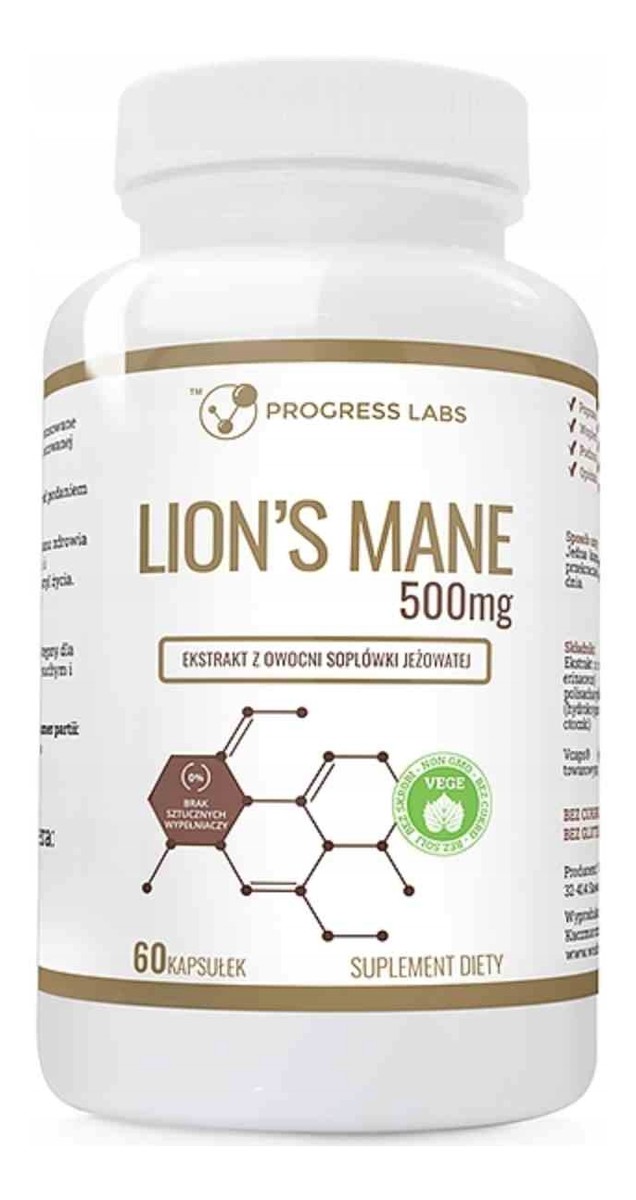 Lion's Mane ekstrakt z owocni soplówki jeżowatej suplement diety 60 kapsułek