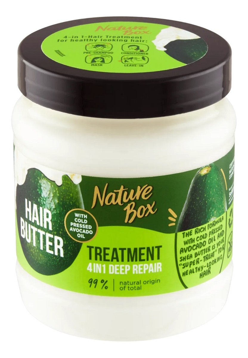 Hair butter treatment 4in1 deep repair głęboko regenerująca maska ​​do włosów 4w1 z olejem z awokado