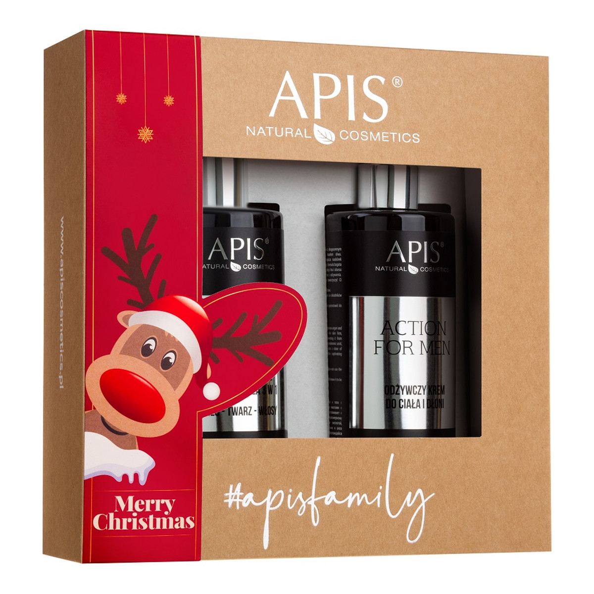 Apis Action For Men Zestaw nawilżający żel do mycia ciała 3w1 300ml + odżywczy krem do ciała i dłoni 300ml