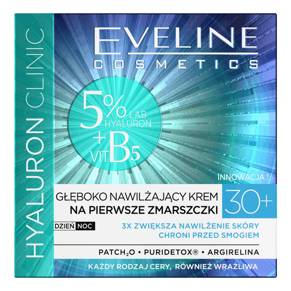 Eveline Hyaluron Clinic 30+ Głęboko nawilżający Krem na pierwsze zmarszczki na dzień i noc 50ml
