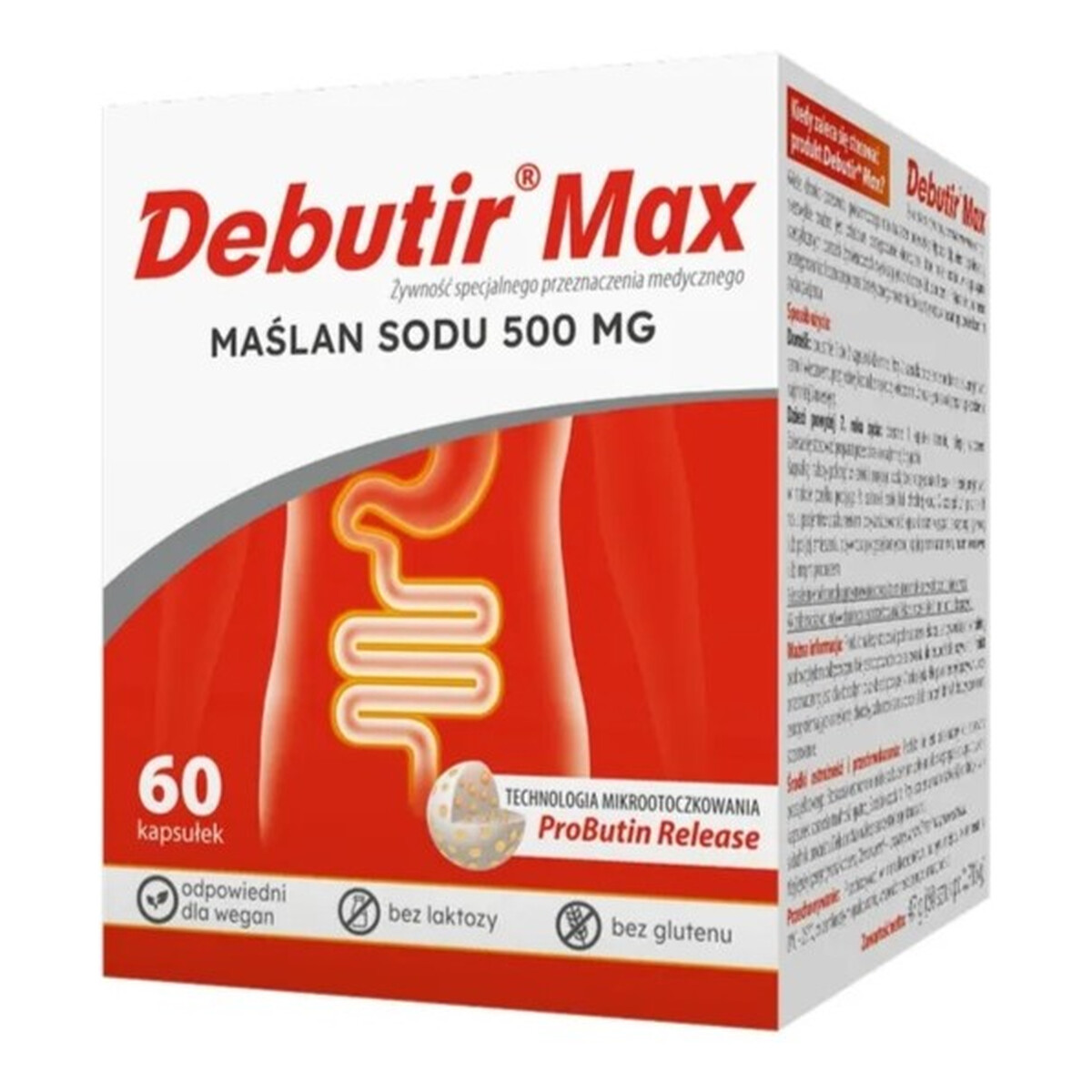 Debutir Max maślan sodu 500mg żywność specjalnego przeznaczenia medycznego 60 kapsułek