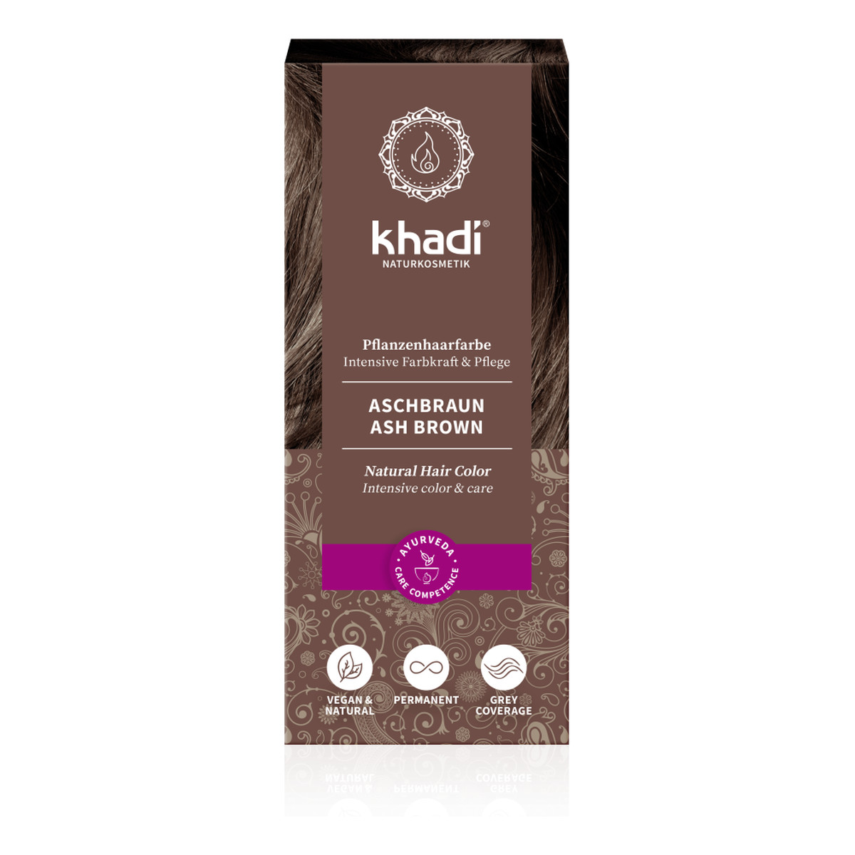 Khadi NATURALNA ZIOŁOWA FARBA DO WŁOSÓW Ash Brown (Popielaty Brąz) 100g