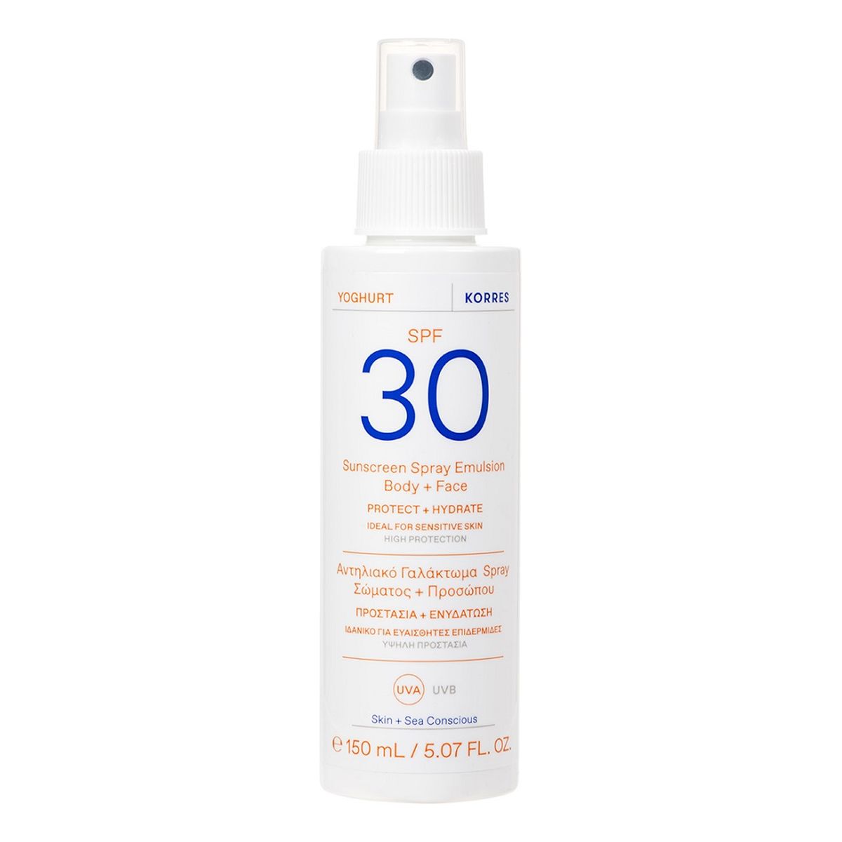 Korres Yoghurt Sunscreen Spray Emulsion Body + Face Emulsja ochronna w sprayu do ciała i twarzy spf30 150ml
