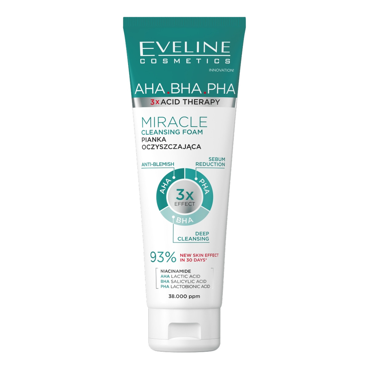 Eveline 3 x Acid Therapy pianka do mycia twarzy oczyszczająca 140ml