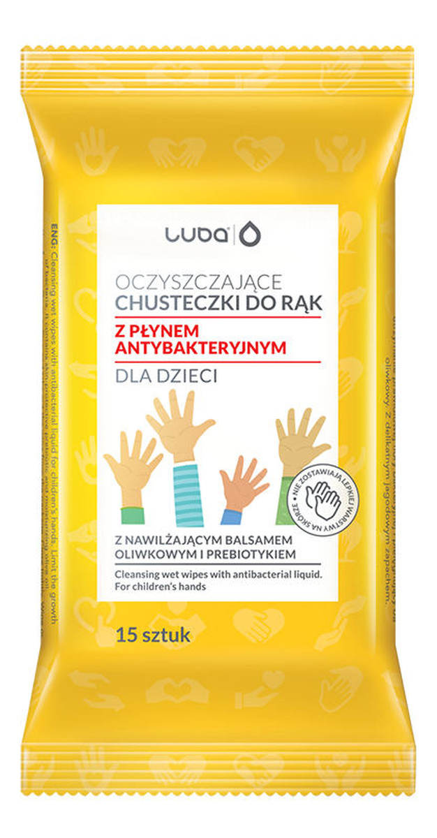 Chusteczki oczyszczające do rąk z płynem antybakteryjnym dla dzieci