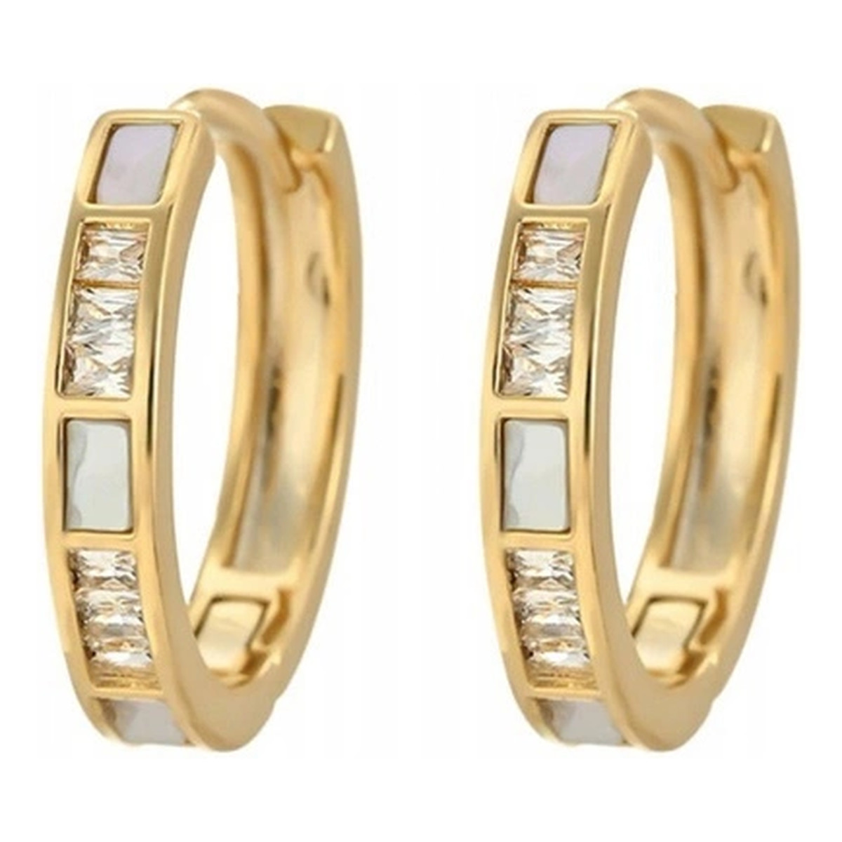 Ecarla Kolczyki ze stali szlachetnej platerowane 14k złotem, z cyrkoniami KOŁA KST3417 3g