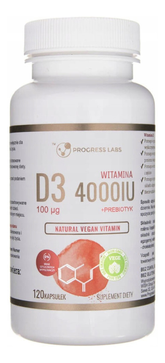 Witamina D3 + Prebiotyk suplement diety 120 tabletek