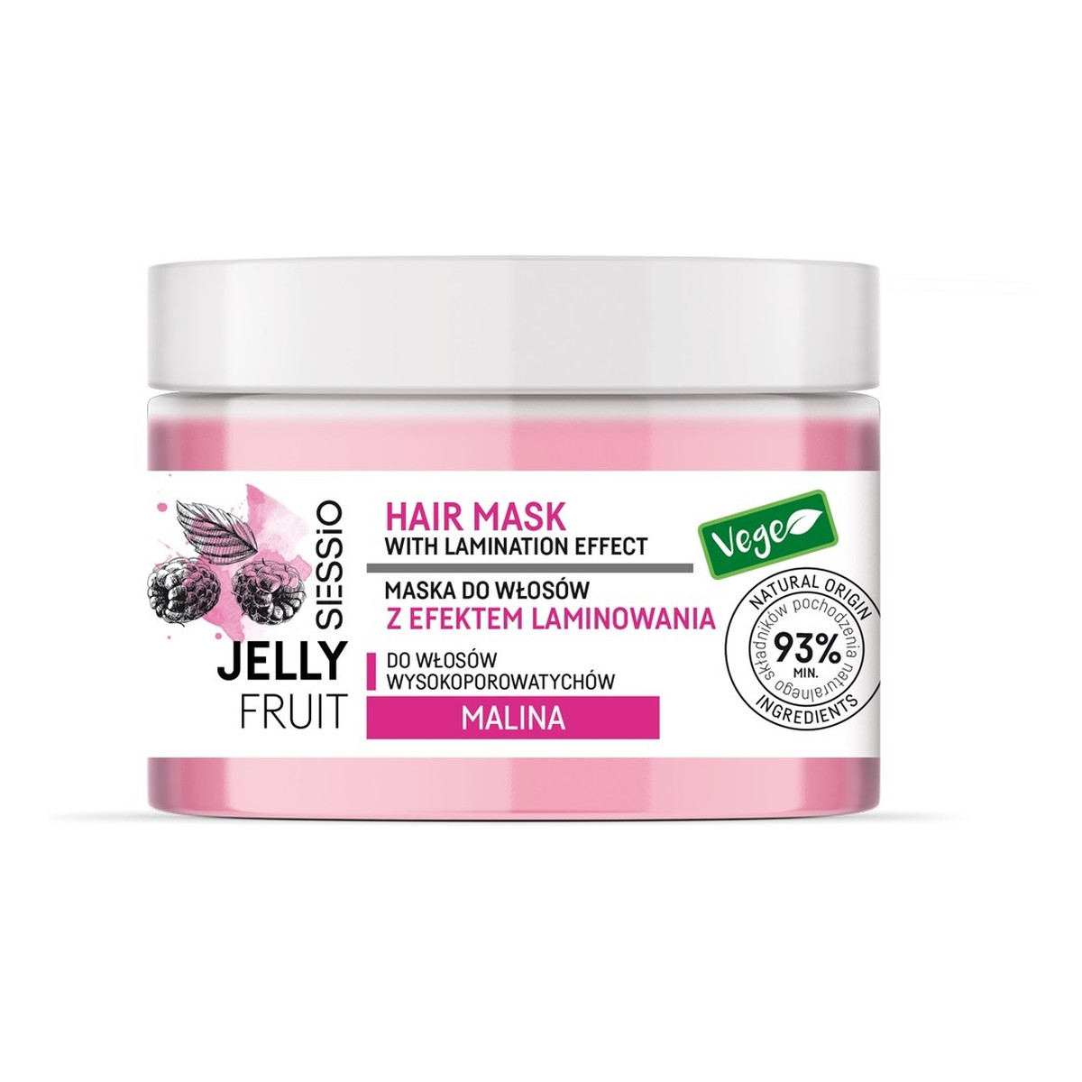 Sessio Sessio Jelly Fruit Maska do włosów z efektem laminowania Malina - do włosów wysokoporowatych 250g