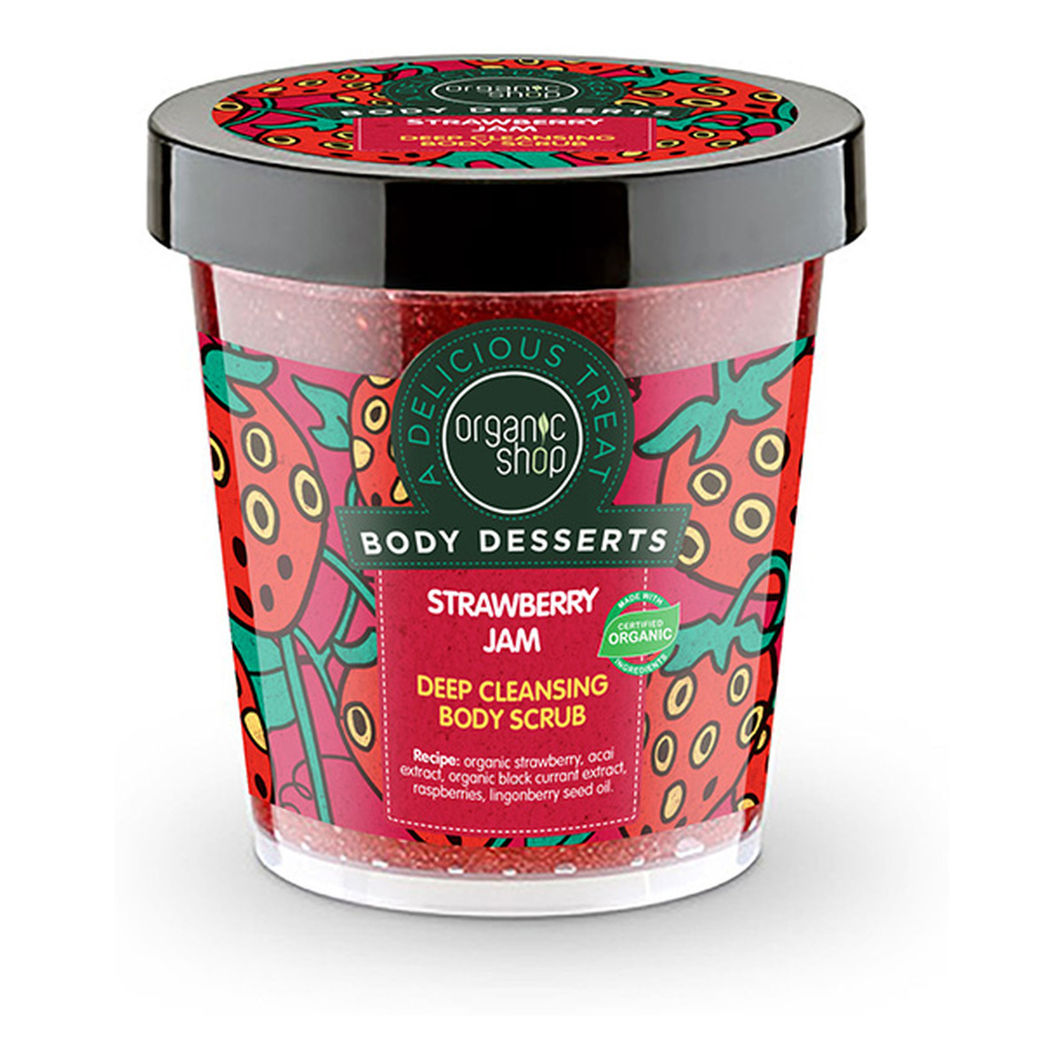 Organic Shop Strawberry Jam Body Desserts Głęboko Oczyszczający Peeling Do Ciała 450ml