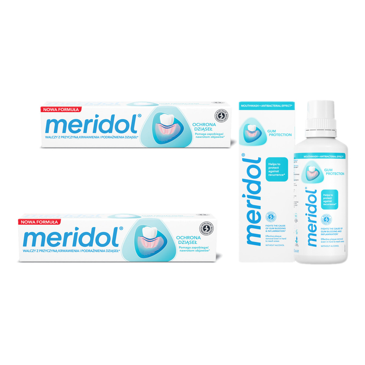 Meridol Pasta Do Zębów 2x75ml + Płyn do płukania jamy ustnej 400ml