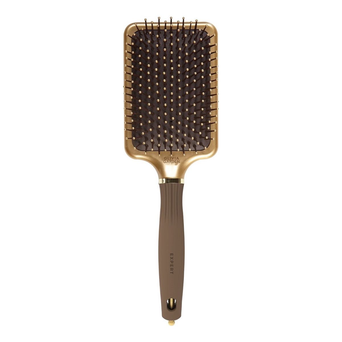 Olivia Garden Expert care rectangular prostokątna szczotka z nylonowym włosiem gold brown l