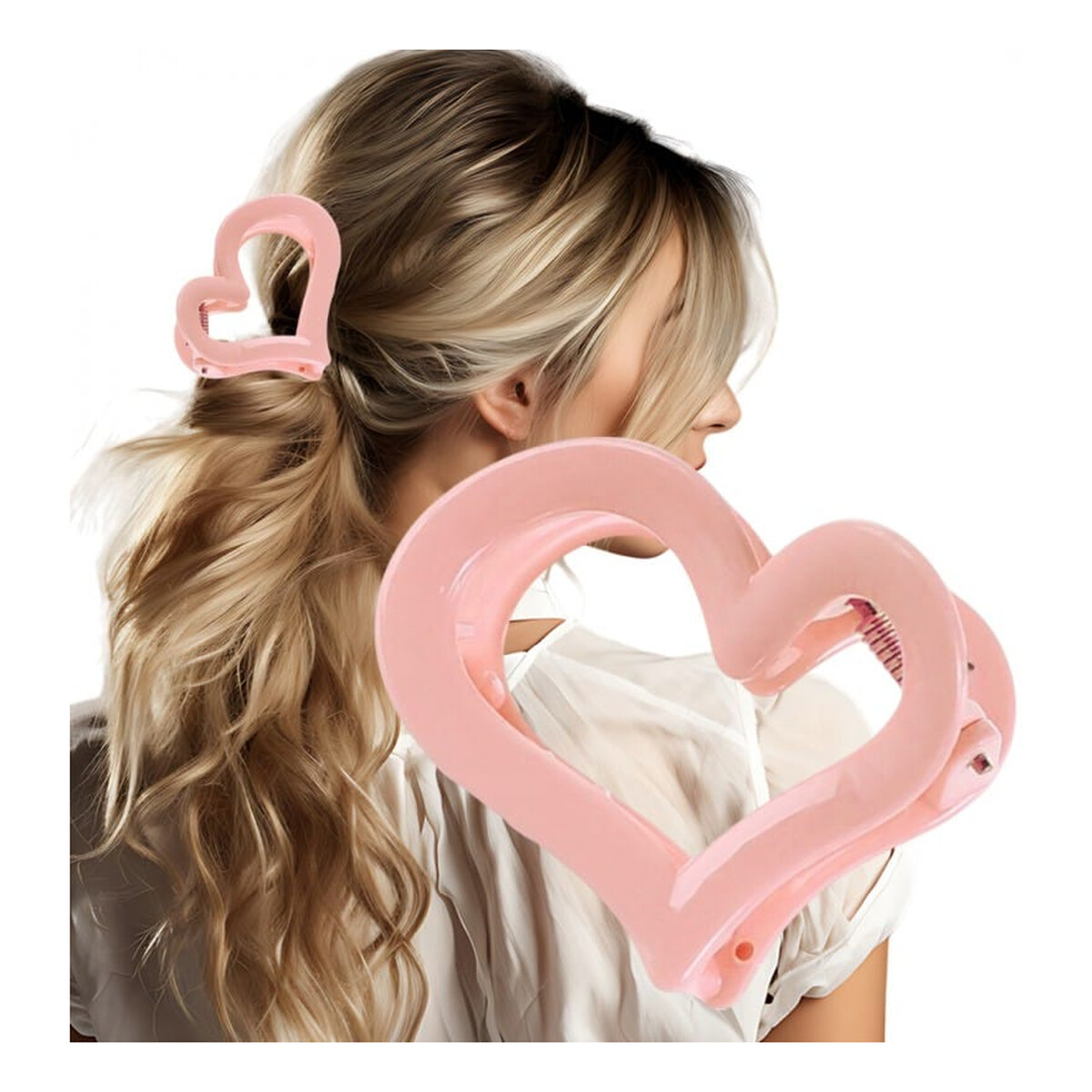 Ecarla Spinka Klamra Do Włosów XL Serce Różowe 6,5x6cm SP364R