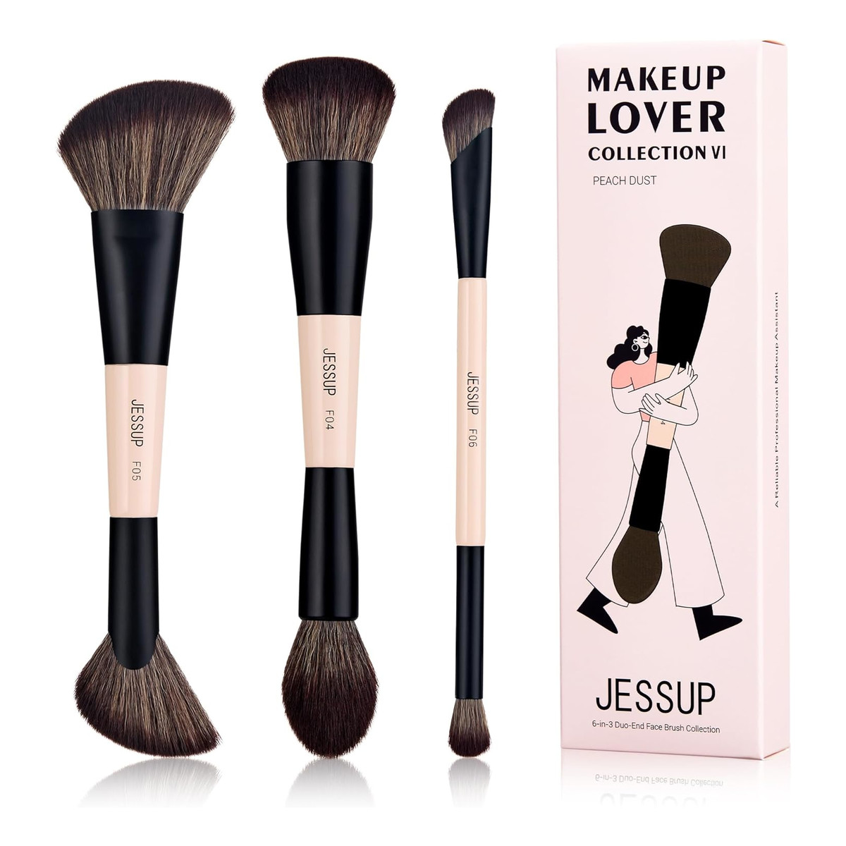 JESSUP Duo-End Brush Zestaw 3 pędzli do makijażu