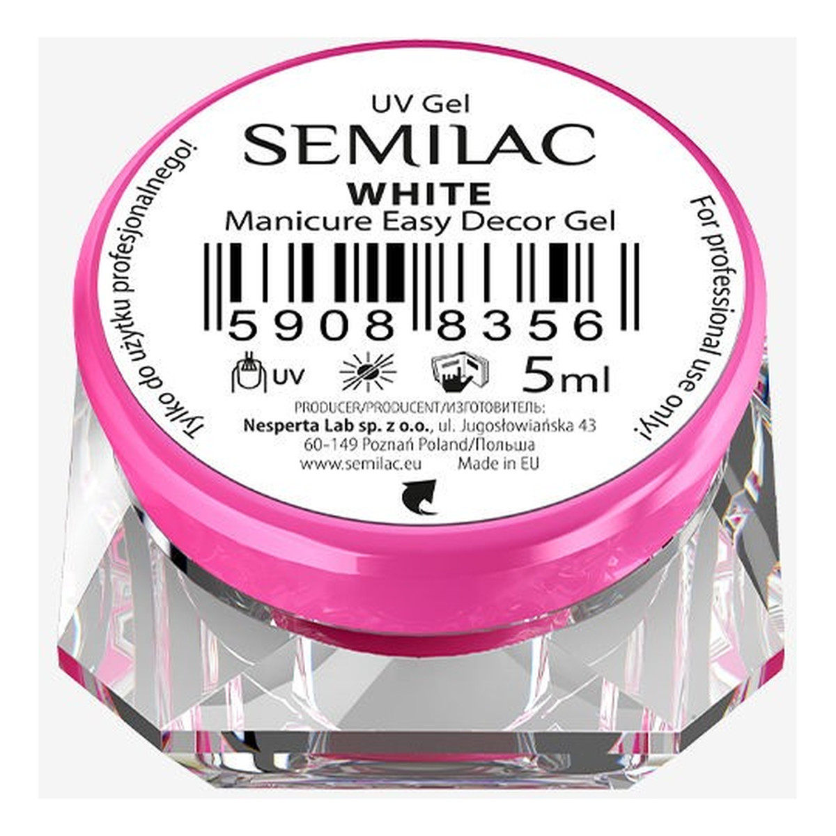 Semilac Manicure Easy Decor Żel do dekoracji White 5ml