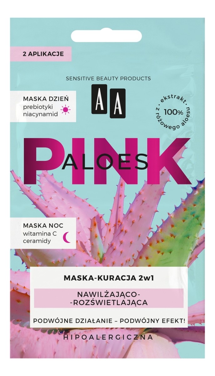 Pink nawilżająco-rozświetlająca maska kuracja dzień + noc 2x4g